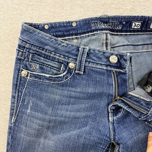 Miss Me Women's Blue Bootcut Jeans JP5021 Fleur De Lis 30 - Picture 5 of 8